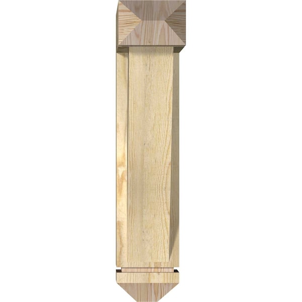 Traditional Arts And Crafts Rough Sawn Bracket W/ Offset Brace, Douglas Fir, 6W X 16D X 28H